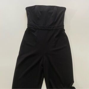 White House Black Market Elegant Black Strapless Wide Leg Jumpsuit
